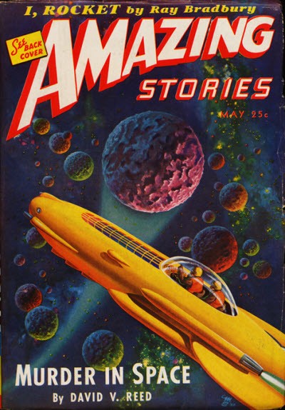 Amazing Stories May 1953 – 'Murder in Space' Rocket Through Asteroid Field