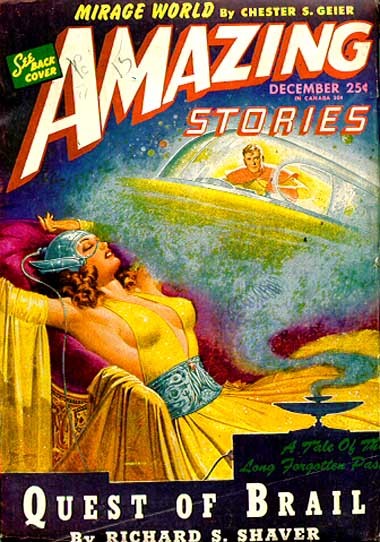 Amazing Stories Dec 1946 — Quest of Brail, Shaver Mystery Flying Saucer Cover