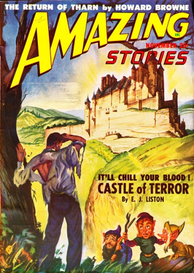 Amazing Stories November — Castle of Terror with Gnomes Cover Art