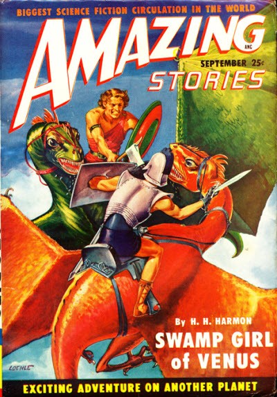 Swamp Girl of Venus – Amazing Stories September 1950 Dragon Rider Cover