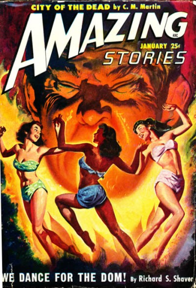 Amazing Stories Jan 1953 – Women Dance for the Dom, Shaver Mystery Cover