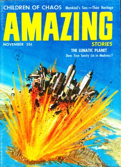 Amazing Stories Nov 1957 – City Explodes from Rocky Terrain