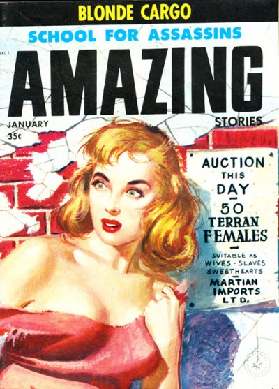 Amazing Stories Jan 1958 – Terran Females Auctioned to Martian Imports