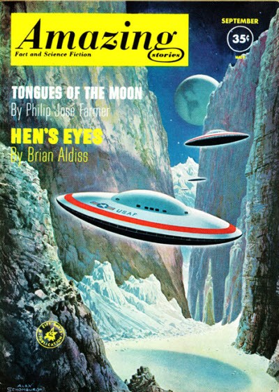 USAF Flying Saucer in Lunar Canyon — Amazing Stories, September 1963