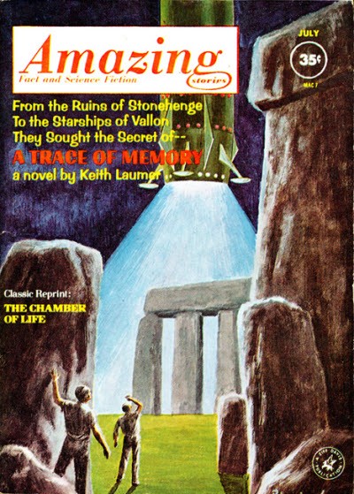 UFO Beams Light on Stonehenge – Amazing Stories July 1962 Cover
