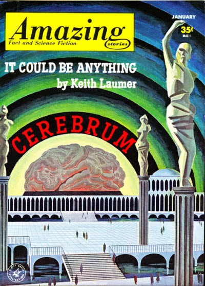 Amazing Stories 'Cerebrum' Cover – Giant Brain Monument, January Issue