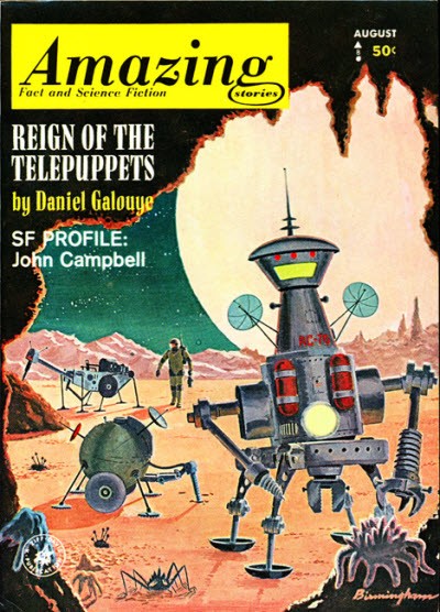 Birmingham's Robot Scout — Amazing Stories August 1963 Telepuppets Cover