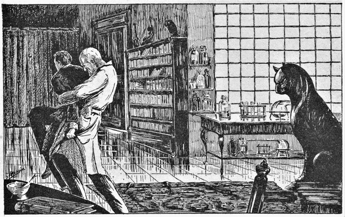 The Stone Cat — Mad Science Lab Scene, Amazing Stories 1927