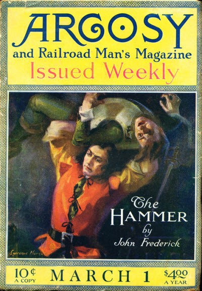 Argosy Weekly 'The Hammer' Cover — Pulp Combat Scene, March 1