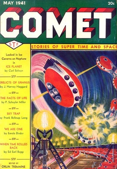Comet Stories May 1941 – Disc Spacecraft Battle Over Alien Landscape