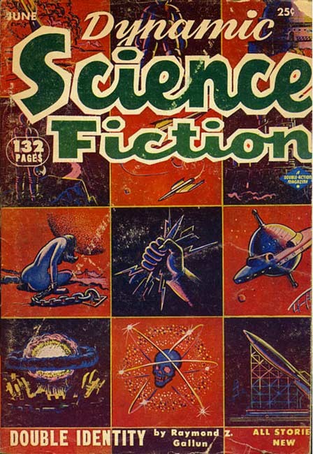Dynamic Science Fiction June Issue Multi-Panel Cover, 1950s Pulp