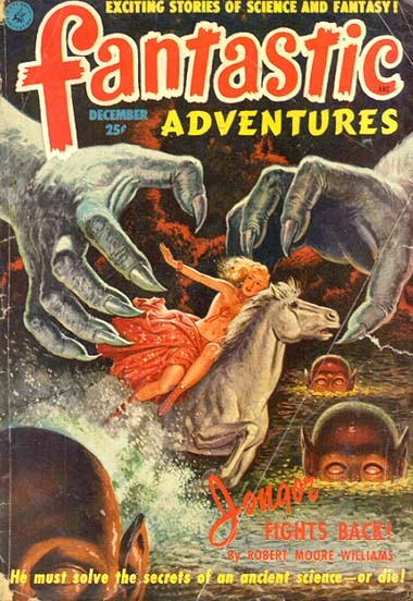 Fantastic Adventures Dec 1950 – Giant Hands Menace Rider, 'Jonah Fights Back'