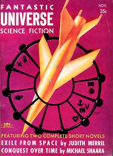 Fantastic Universe Science Fiction Nov 1956 – Rockets & Zodiac Wheel Cover