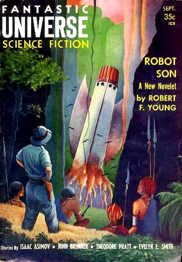 Rocket Launch Among Natives — Fantastic Universe Science Fiction, Sept 1958