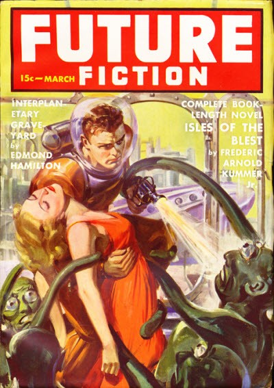 Future Fiction March 1940 — Space Hero Battles Tentacled Aliens for Captive Woman