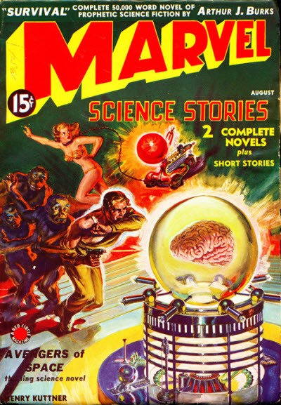 Marvel Science Stories Aug 1938 — Giant Brain, Zombies & Space Menace