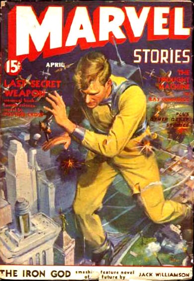 Marvel Stories April 1939 – Giant Man Battles City Under Air Attack