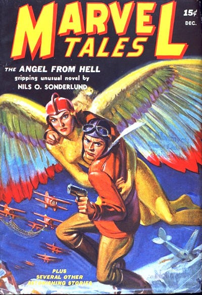 Marvel Tales Dec. 1939 – 'Angel From Hell' Winged Aviatrix Cover