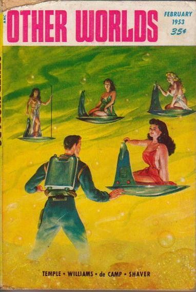 Other Worlds Magazine Feb 1953 – Aquatic Women on Hover Discs