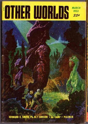 Other Worlds Magazine March 1953 — Explorers Confront Alien Dinosaur