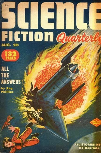 Rocket Explosion Over Alien World – Science Fiction Quarterly Aug. 1952