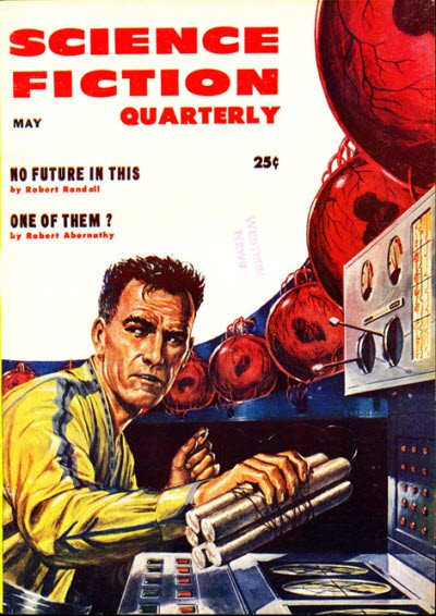 Science Fiction Quarterly May Issue: Scientist Confronts Grotesque Organic Orbs