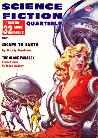 Science Fiction Quarterly Nov 1955 — Robot Tentacles Menace Blonde in Red