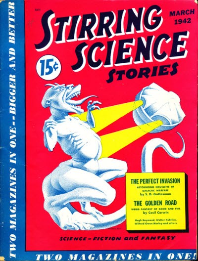 Alien Monster with Ray Beam — Stirring Science Stories, March 1942