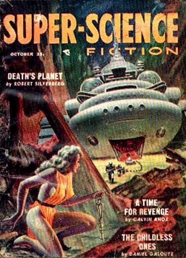 Super-Science Fiction Oct 1958 — Death's Planet Silverberg Cover