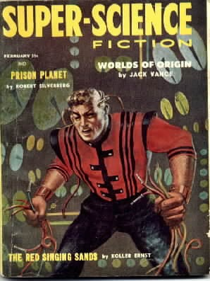 Super-Science Fiction Feb 1958 – Tentacled Alien Wrestler Cover