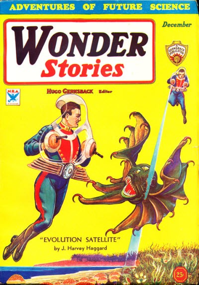 Wonder Stories Dec 1933 – Space Hero Battles Winged Alien Beast
