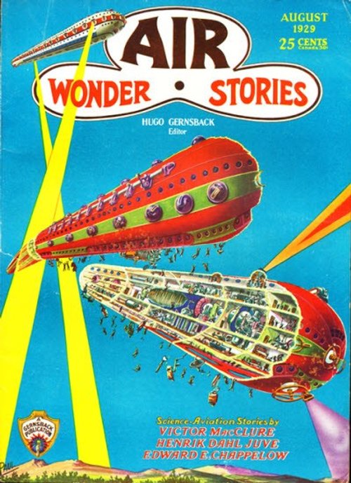 Cutaway Aerial Battleships, Air Wonder Stories August 1929 Cover