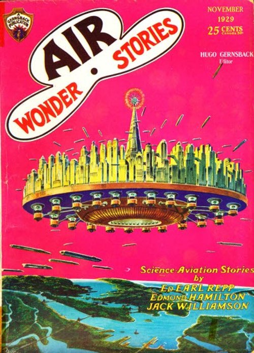 Flying City Cover, Air Wonder Stories November 1929, Hugo Gernsback
