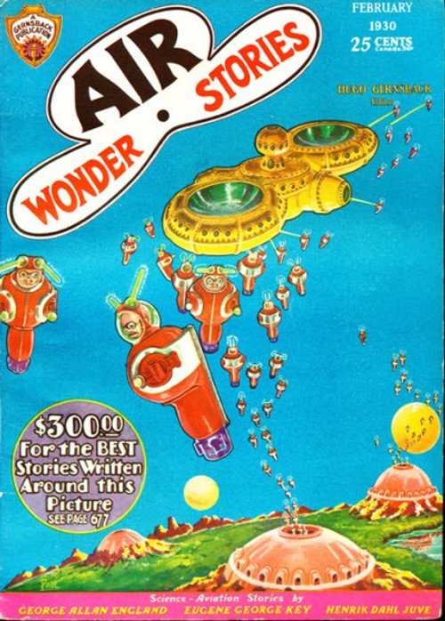 Air Wonder Stories Feb 1930 — Flying Saucer Army Raids Futuristic Domed City