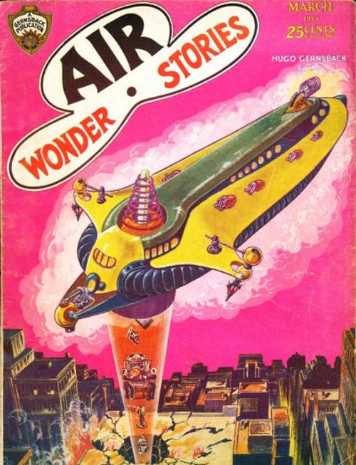 Air Wonder Stories March 1930 — Death Ray Flying Fortress Attacks City