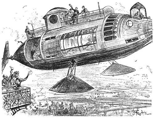 Albert Robida's Electric Airship — La Vie Électrique, 1890