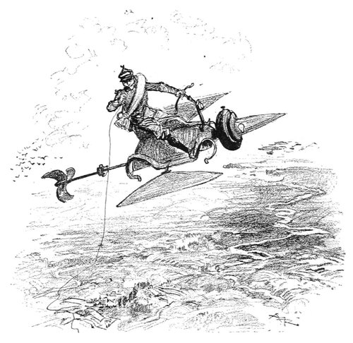 Albert Robida's Personal Flying Machine Over Paris, c.1890