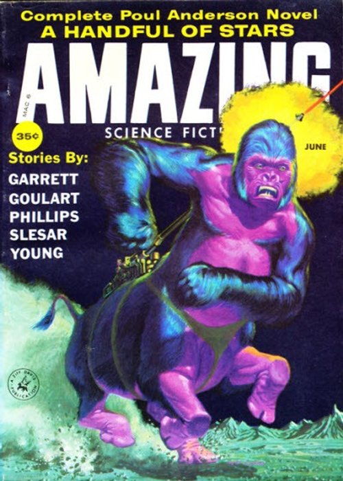 Giant Blue Gorilla Rampages: Amazing Science Fiction June 1959