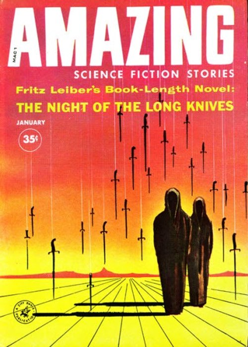 Fritz Leiber's Night of the Long Knives – Amazing Stories Jan 1960 Cover