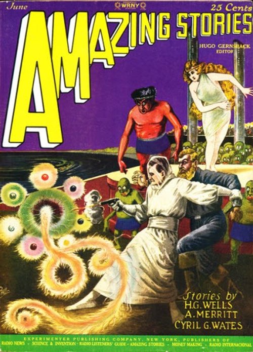 Amazing Stories June 1927 – Eyeball Creatures Attack, Frank R. Paul Cover