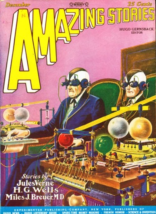 Amazing Stories Dec 1928: Mind-Reading Machine Cover by Paul