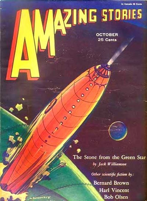 Amazing Stories Oct 1931 – Streamlined Rocket Escaping Alien Planet