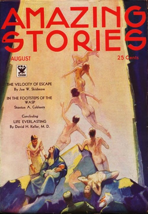 Amazing Stories August 1933 – Transcendent Human Evolution Cover Art