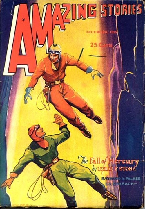 Amazing Stories Dec 1935 – Two Spacemen Battle in 'The Fall of Mercury'