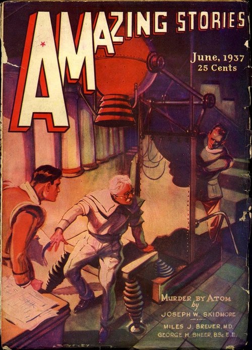 Murder By Atom Lab Scene — Amazing Stories June 1937 Cover