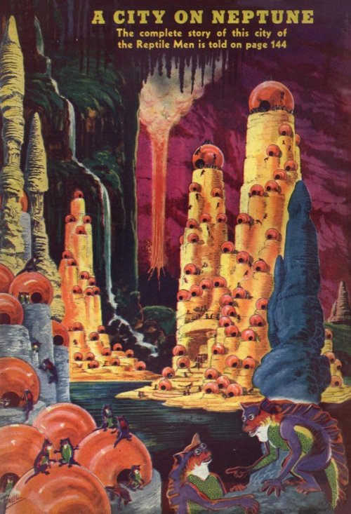 Frank R. Paul's Reptile Men City on Neptune – Amazing Stories 1930s