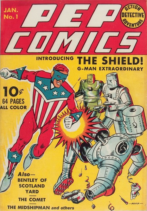 Pep Comics #1: The Shield Battles Robots, Archie Comics 1940