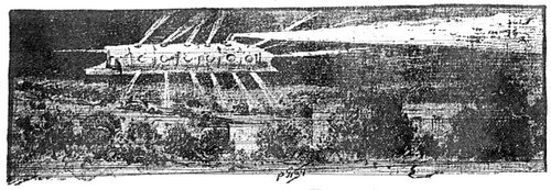 Aerial War Machine Over Fortified City — Victorian Sci-Fi Engraving c.1880s