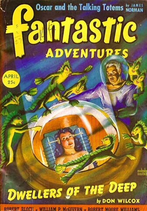Fantastic Adventures April 1950 — Aquatic Lizard-Men Menace Underwater Dome