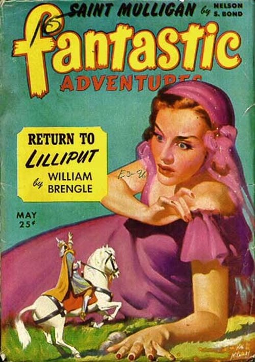 Giantess Among Lilliputians – Fantastic Adventures May 1948 Cover